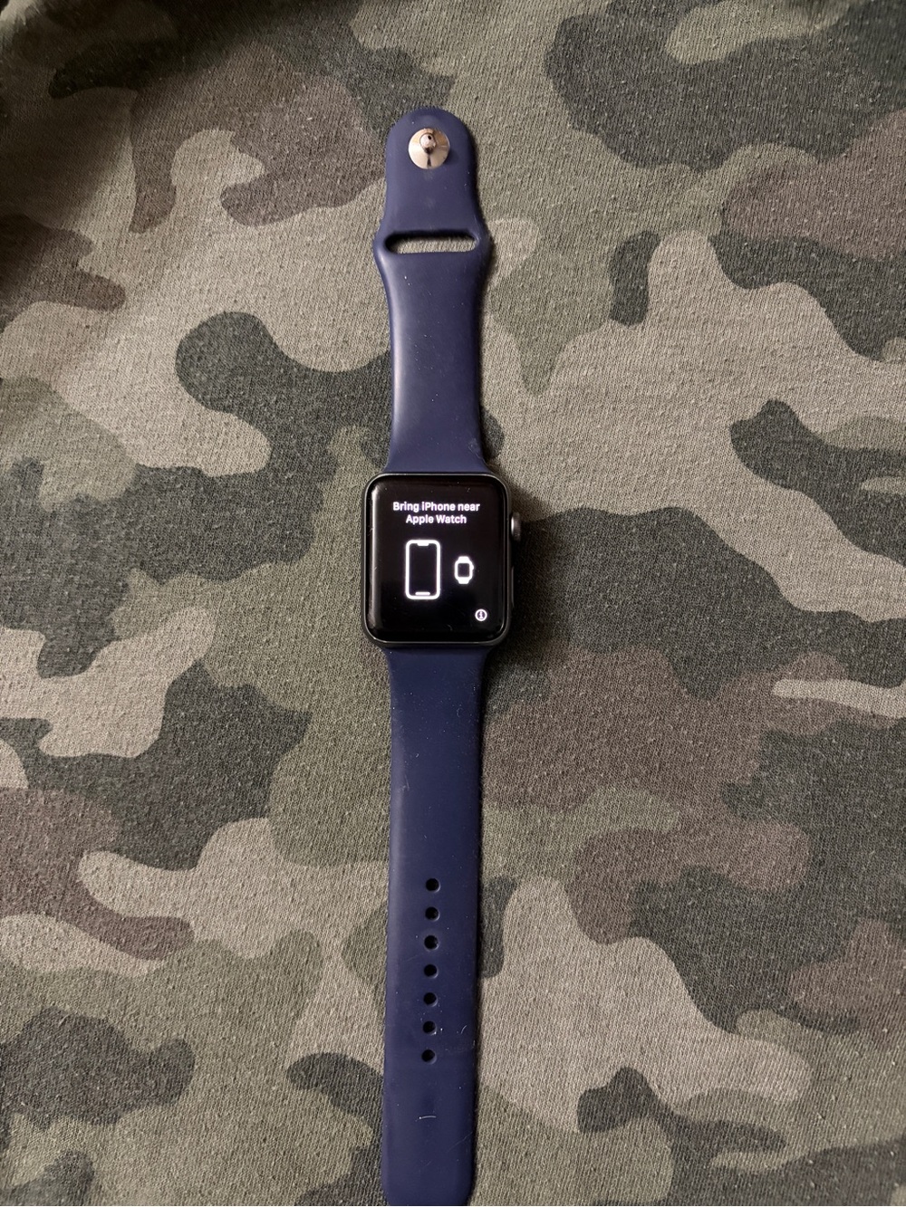 Apple Watch with Dark Blue Silicone Sport Band - Apple